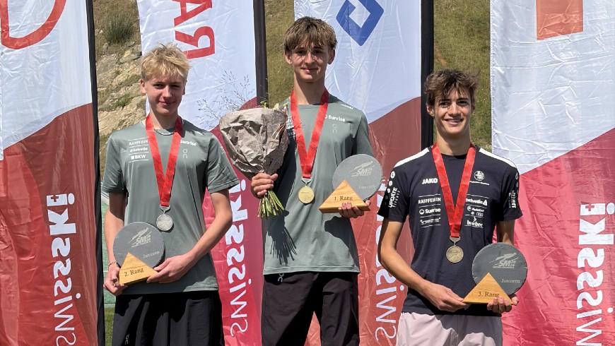 Das Podest der Junioren: 1. Rang Elias Arnold, 2. Rang Noah Studer, 3. Rang Lars Künzle